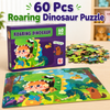 60 Pcs Roaring Dinosaur Floor Puzzle for Kids
