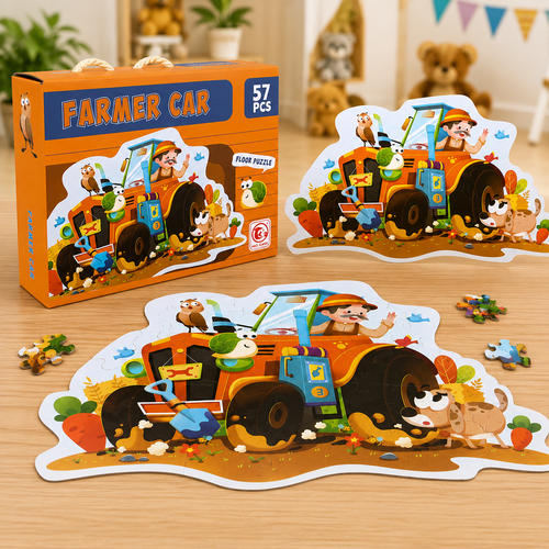 57 Pcs Farmer Tractor Floor Puzzle assembled scene