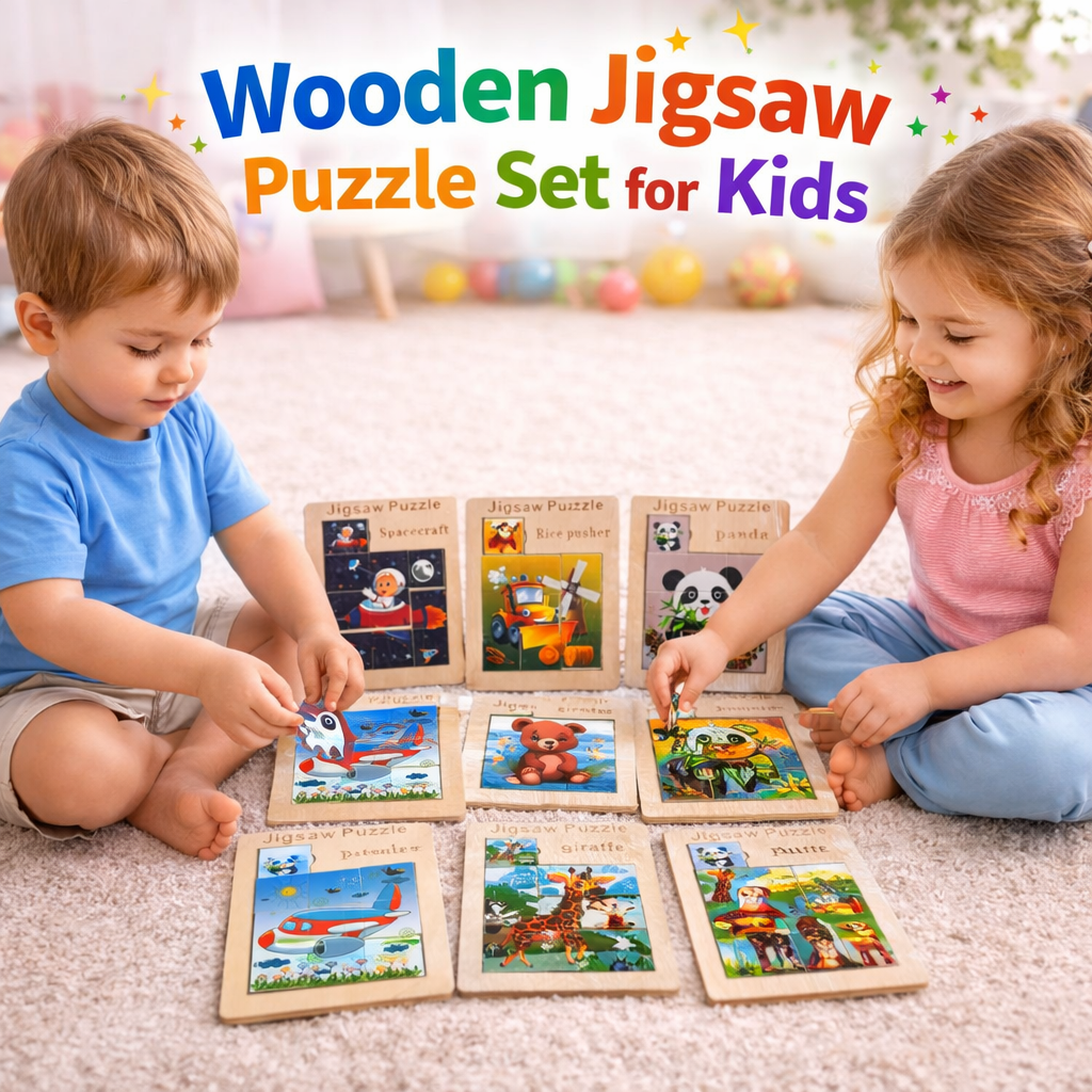 Wooden Jigsaw Puzzle Board for Kids – Random Design