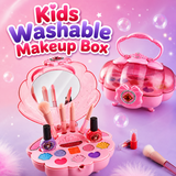 Kids Washable Makeup Box Set with Mirror – Non-Toxic Beauty Kit