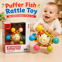 Spinning Puffer Fish Baby Rattle Teether Sensory Toy for Infants Pakistan