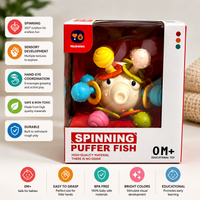Baby Rattle Teether Toy - Spinning Puffer Fish Infant Sensory Toy