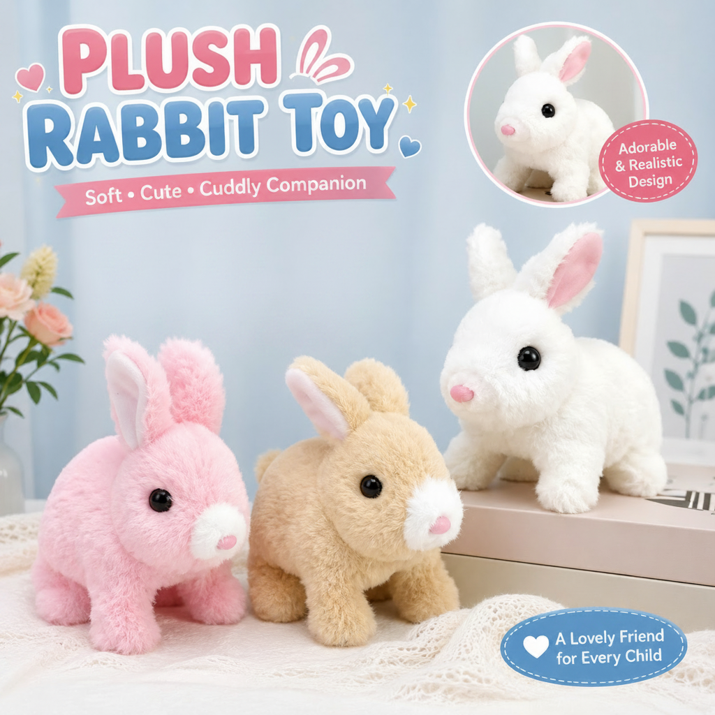 Interactive Walking Rabbit Toy with Sound (Battery Operated)
