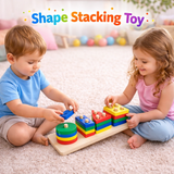Wooden Geometric Shape Sorting Blocks for Kids