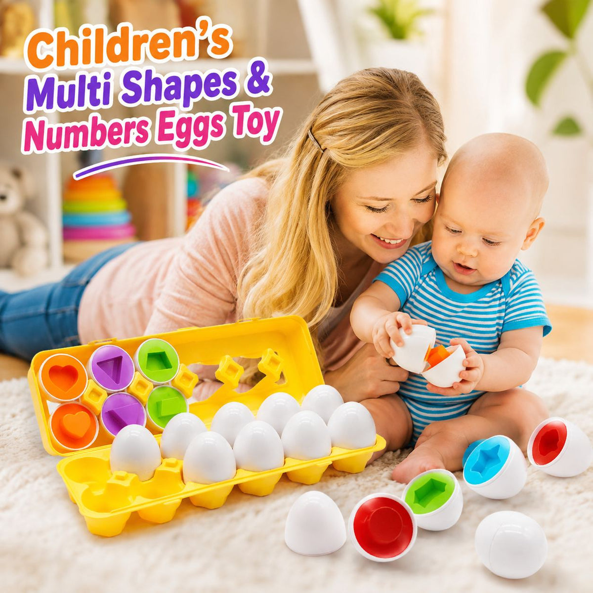 Shape & Number Matching Eggs – 12-Piece Toddler Learning Toy