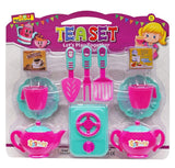 Kids Pretend Play Tea Set with Stove and Utensils