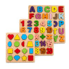 Early Learning Wooden Stencil Boards for Kids – Set of 3 (Alphabet, Numbers & Shapes)
