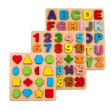 Early Learning Wooden Stencil Boards for Kids – Set of 3 (Alphabet, Numbers & Shapes)