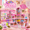 DIY Grand Villa Pink Dollhouse Playset for Kids