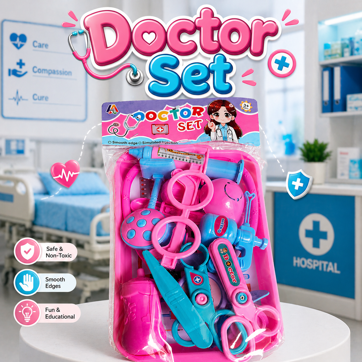 Doctor Play Toy Set for Kids – Pretend Medical Tray Kit