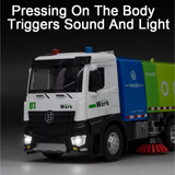 Diecast City Wash Sweeper Truck – 11-Inch Pull-Back with Lights & Sound
