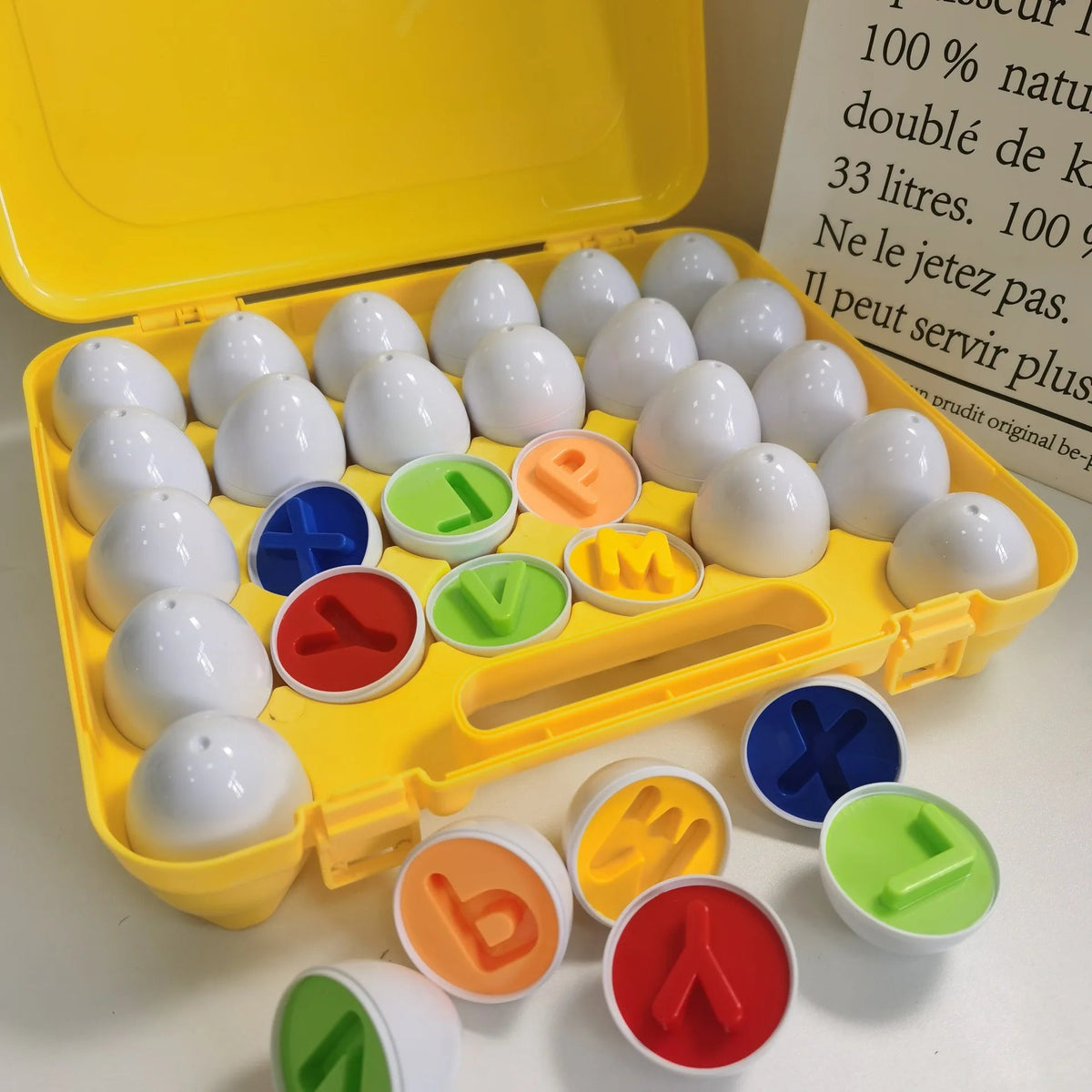 26 Pcs Alphabet Matching Eggs – Shape & Color Sorting Toy for Kids