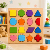 Wooden 3D Shapes Puzzle Board for Kids