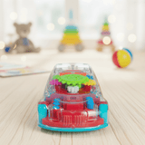 Transparent Gear Toy Car with Lights & Music for Kids