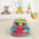 Transparent Gear Toy Car with Lights & Music for Kids