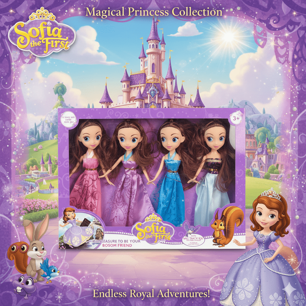4-in-1 Princess Dress-Up Doll with Interchangeable Outfits