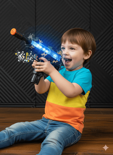 Camouflage light and sound toy gun for kids - LED flashing action toy