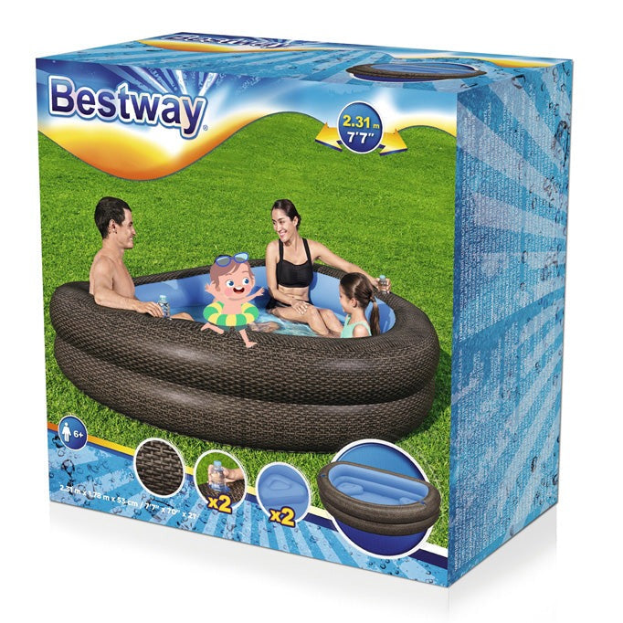 BESTWAY TruPrint Wicker Pool 7.7ft | Stylish Family Pool