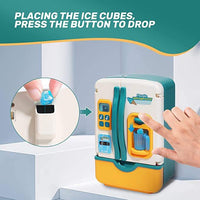 Kids refrigerator toy with ice dispenser - open doors with food accessories