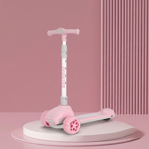 Kids Adjustable Height Scooter with LED Lights & Music – Pink