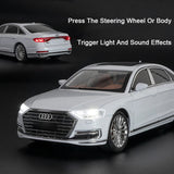 1:24 Diecast Audi A8 Model Car – Pull-Back with Lights & Sound
