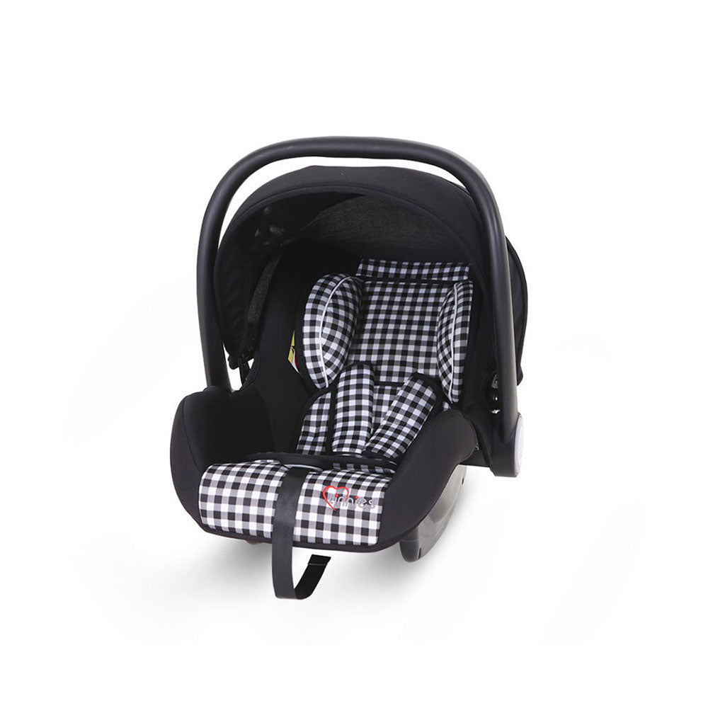 Baby Carry Cot & Car Seat – Black Check