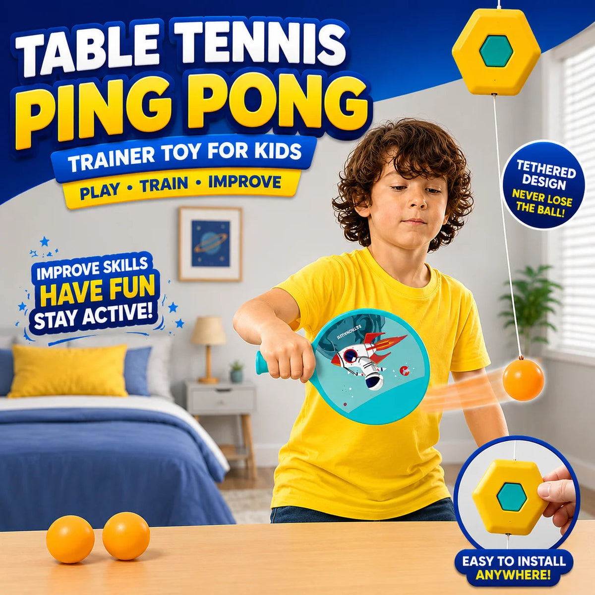 Table Tennis Ping Pong Trainer Toy for Kids