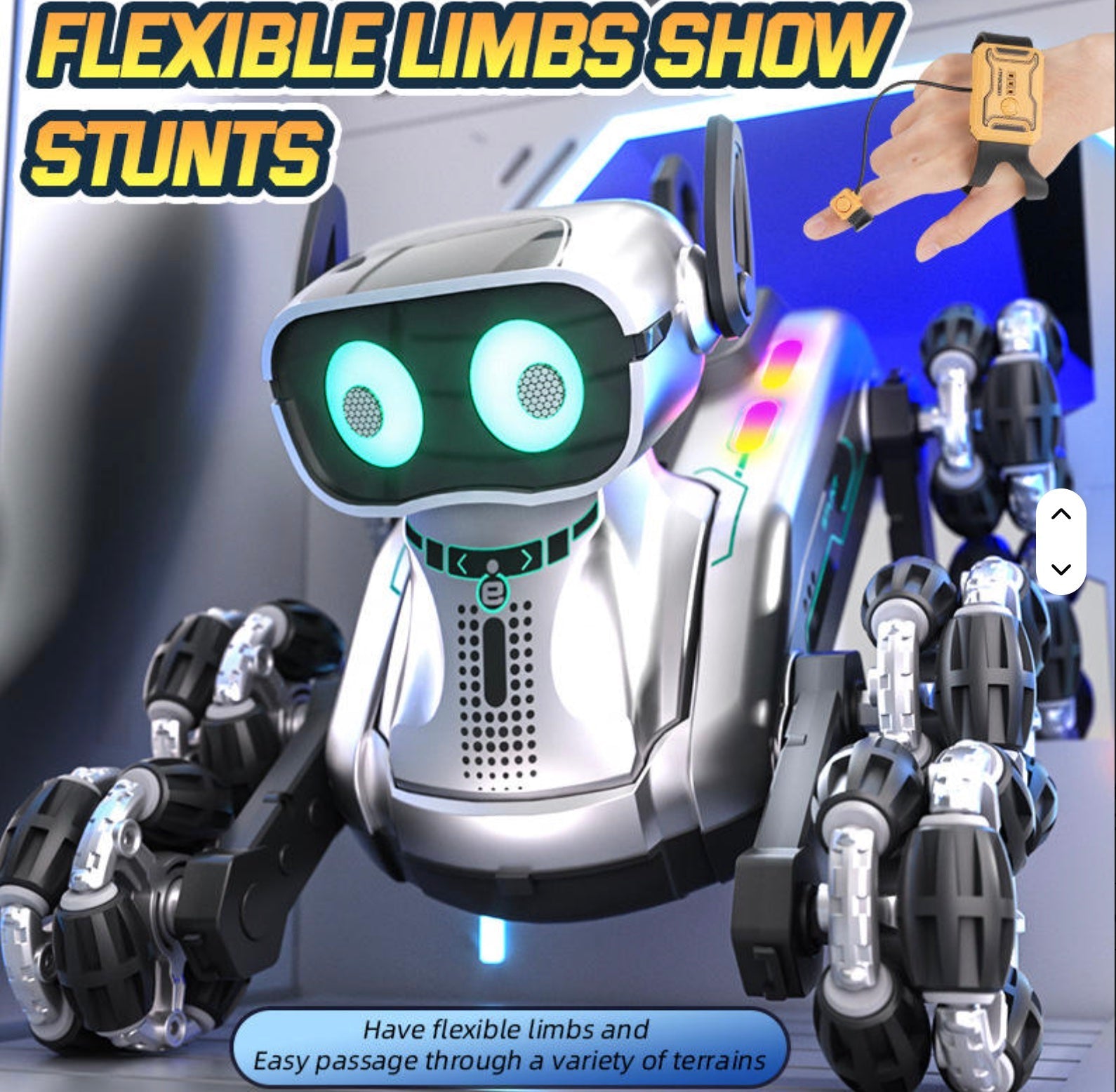 RC Mechanical Stunt Robot Dog Black Gold Remote Control Toy