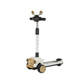 Vintage Car Design Kids Scooter with LED Lights & Music – White