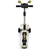 Vintage Car Design Kids Scooter with LED Lights & Music – White