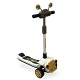 Vintage Car Design Kids Scooter with LED Lights & Music – White