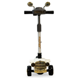 Vintage Car Design Kids Scooter with LED Lights & Music – White