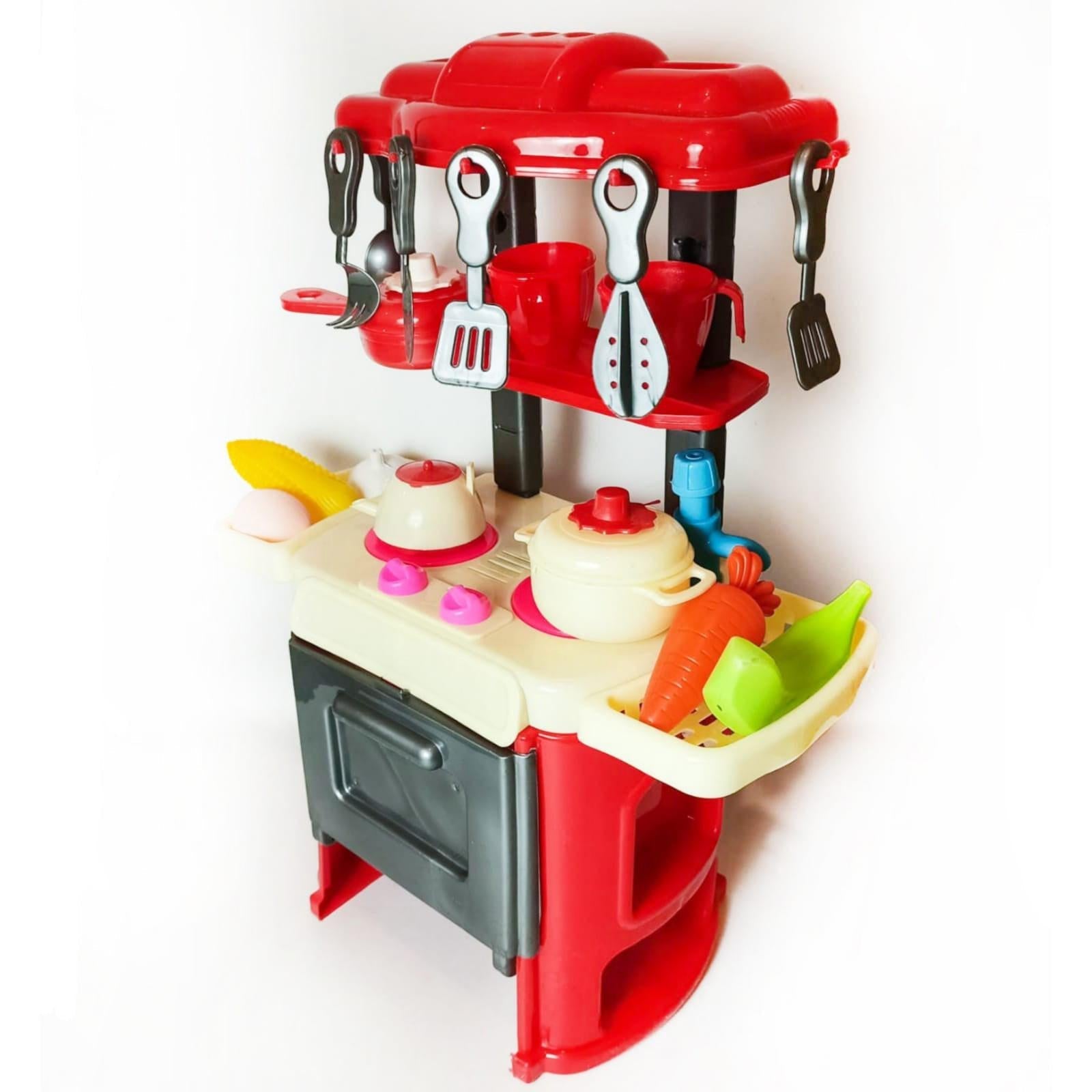 Kitchen cooker play set stovetop with spray and pans