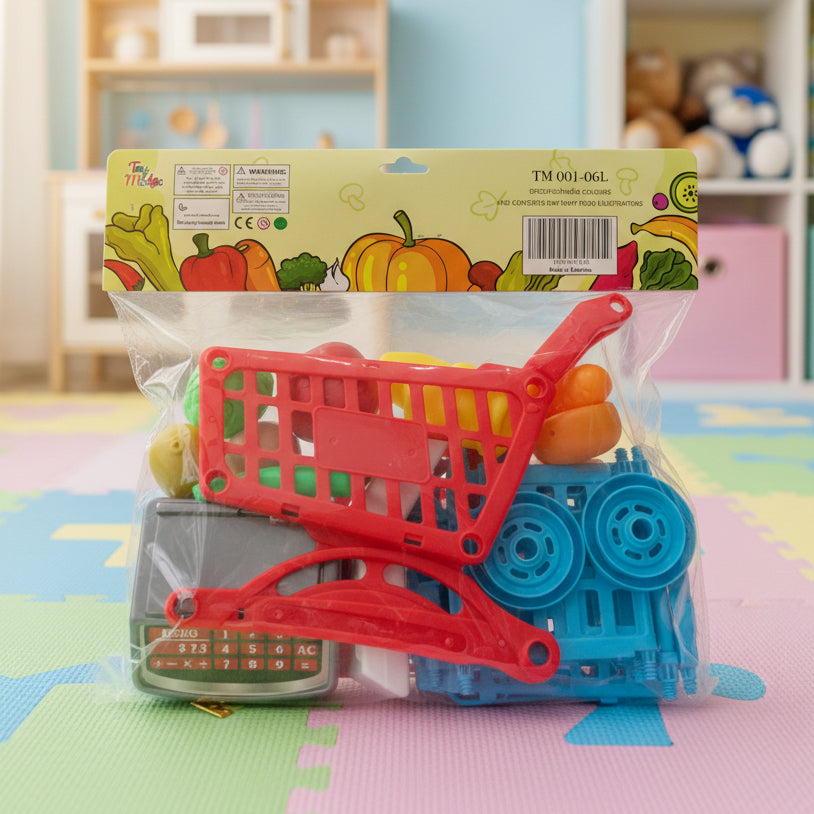 Vegetable Fruit Toy Set with Trolley for kids