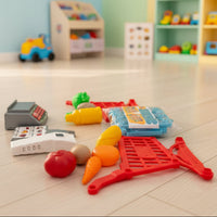 Kids fruit vegetable trolley toy set close up