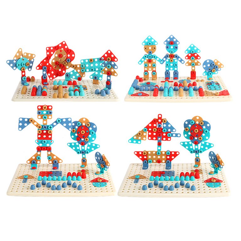 Kids creative mosaic table set – open-ended building play for preschoolers