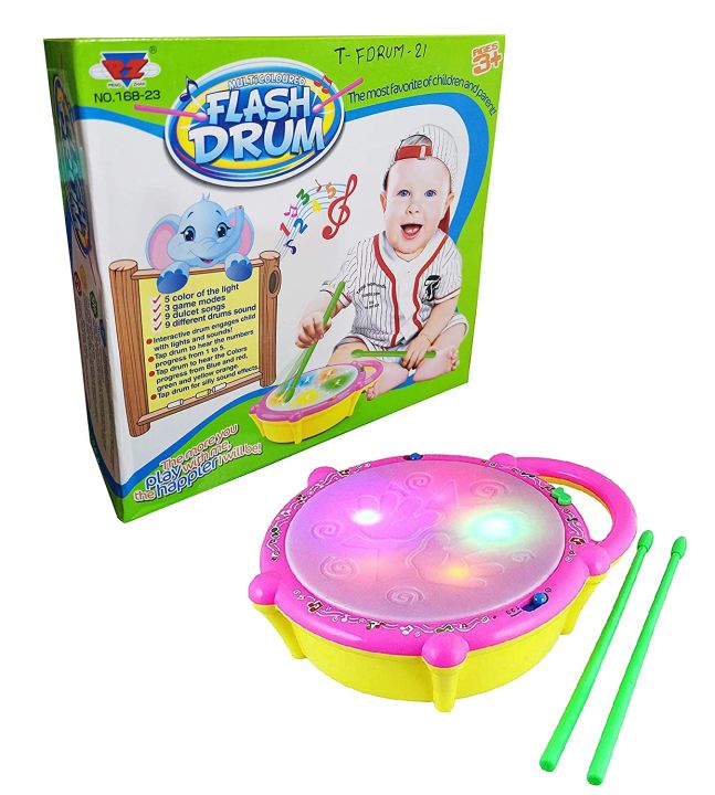 Musical Light Sound Flash Drum with Sticks for Kids