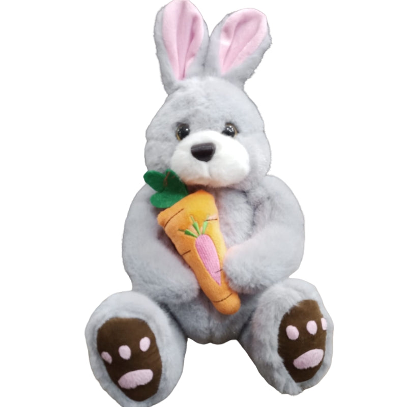 Adorable Long-Eared Bunny Rabbit Plush Toy with Cute Overall Outfit