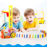 Automatic Domino Brick Laying Train Toy Set – 60 Pcs Colorful Building Blocks for Kids