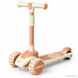 Beige Kids Scooter with LED Light-Up Wheels & Music