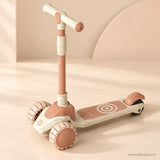 Beige Kids Scooter with LED Light-Up Wheels & Music