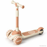 Beige Kids Scooter with LED Light-Up Wheels & Music