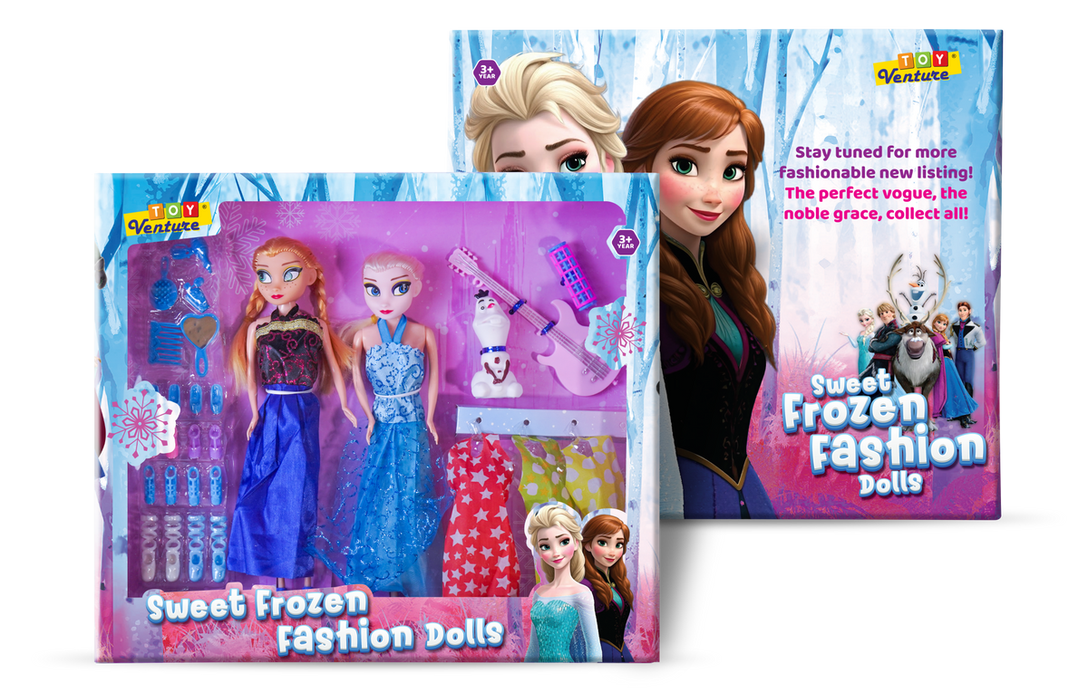Sweet Frozen Fashion Dolls Set – 2 Dolls with Outfits & Accessories