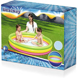 BESTWAY Kids 3 Ring Summer Pool 5ft x 1ft | Inflatable Family Splash Pool