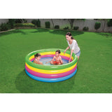 BESTWAY Kids 4-Ring Rainbow Pool 5ft 1in x 1ft 5in | Inflatable Family Splash Pool