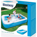 BESTWAY Deluxe Rectangular Kids Pool 10ft x 6ft x 1ft 10in | Large Family Splash Pool