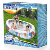 BESTWAY Family Paddling Pool 7ft 6in x 5ft x 1ft 8in | Large Inflatable Kids Pool