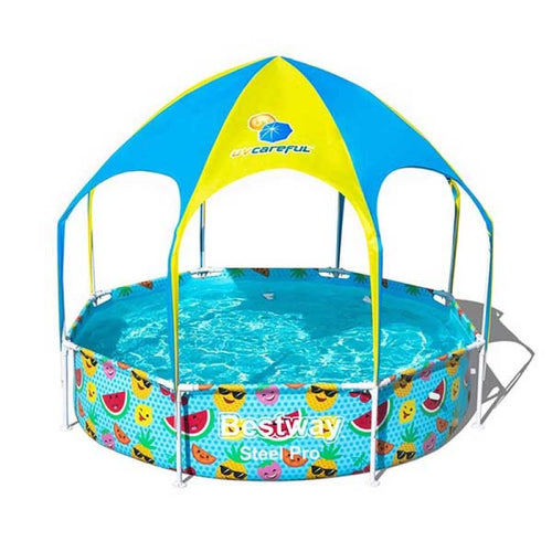 BESTWAY Metal Frame Sunshade Kids Pool 8ft x 1ft 8in | Above Ground Play Pool