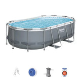 BESTWAY Oval Steel Frame Pool 14ft x 8ft 2in x 3ft 3.5in | Above Ground Family Pool