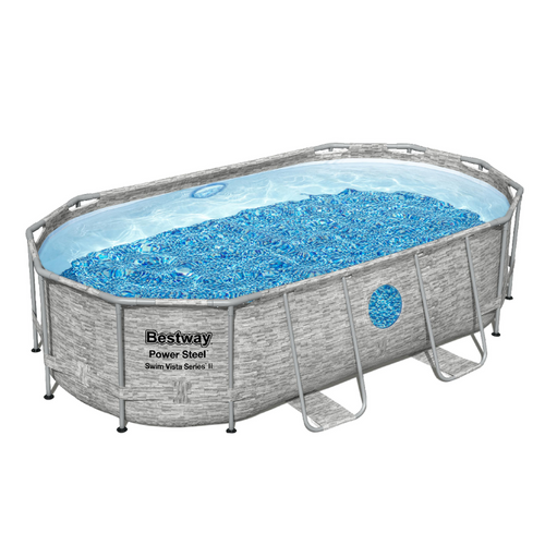 BESTWAY Portable Power Steel Pool 14ft x 8ft 2in x 3ft 3.5in | Above Ground Family Pool